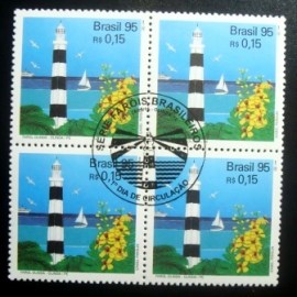 Quadra de selos postal do Brasil de 1995 Farol Olinda