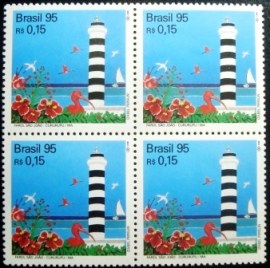 Quadra de selos postal do Brasil de 1995 Farol São João