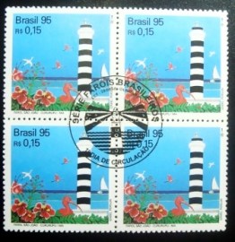 Quadra de selos postal do Brasil de 1995 Farol São João