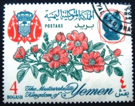 Selo postal do Reino do Iêmen de 1965 Roses