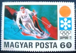 Selo postal da Hungria de 1971 Alpine skiing