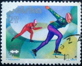 Selo postal da Polônia de 1976 Speed Skating