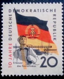 Selo postal da Rep. Dem. Alemã de 1959 Refuge workers from factory