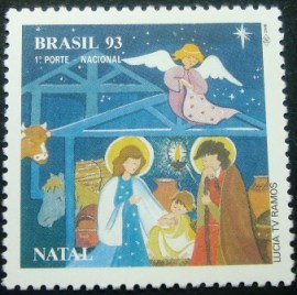 Selo postal do Brasil de 1993 Jesus Maria e josé