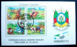 Bloco postal do Brasil de 1992 ARBRAFEX 92 Filatelia Juvenil