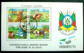 Bloco postal do Brasil de 1992 ARBRAFEX 92 Filatelia Temática