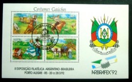 Bloco postal do Brasil de 1992 ARBRAFEX 92 História Postal