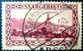 Selo postal da Alemanha Sarre de 1927 Village and Abbey Tholey