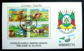 Bloco postal do Brasil de 1992 ARBRAFEX 92 Filatelia Tradicional