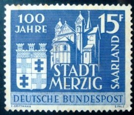 Selo postal da Alemanha Sarre de 1957 Church St. Peter