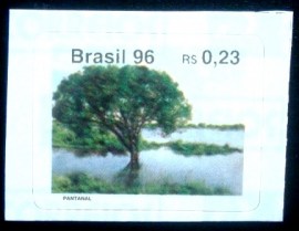 Selo postal regular emitido no Brasil em 1996 721 M