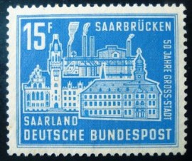 Selo postal da Alemanha Sarre de 1959 Town hall