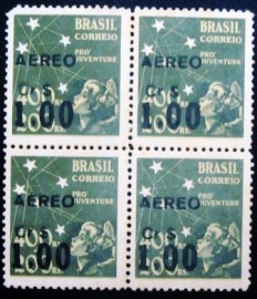 Quadra de selos postais do Brasil de 1944 Pró Juventude 1