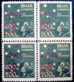 Quadra de selos postais do Brasil de 1944 Pró Juventude 1,20 N