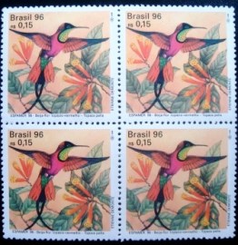 Quadra de selos postais do Brasil de 1996 Topázio-vermelho
