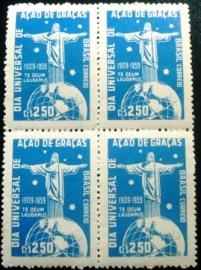 Quadra de selos postais do Brasil de 1959 Dia Ação Graças