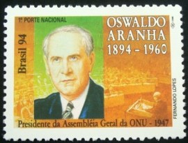 Selo postal do Brasil de 1994 Oswaldo Aranha