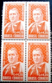 Quadra de selos postais do Brasil de 1954 Cardeal Adeodato Piazza N