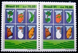 Par de selos postais do Brasil de 1991Secretaria Abastecimento