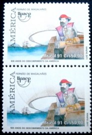 Par de selos postais do Brasil de 1991 Fernando de Magalhães