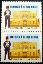 Par de selos postais do Brasil de 1991 Polícia Militar