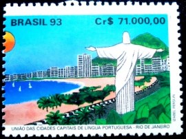 Selo postal do Brasil de 1993 Cristo Redentor