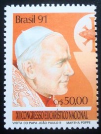Selo postal do Brasil de 1991 João Paulo II