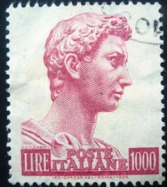 Selo postal da Itália de 1957 Statue of St. George