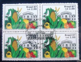 Quadra se selos postais do Brasil de 1987 Centenário do IAC M1CZC