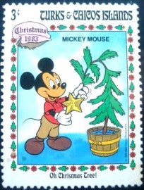 Selo postal das Ilhas Turks & Caicos de 1983 Mickey Mouse