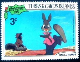 Selo postal das Ilhas Turks & Caicos de 1981 Tio Remus
