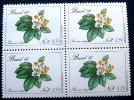 Quadra de selos postais do Brasil de 1989 Goeta-Pavonia