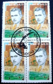 Quadra de selos postais do Brasil de 1995 Rubem Braga