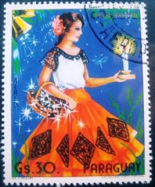Selo postal Correio Aéreo do Paraguai de 1984 Woman with candle