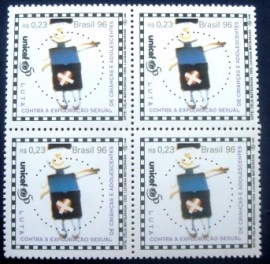 Quadra de selos postais do Brasil de 1996 UNICEF