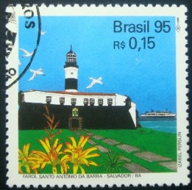 Selo postal do Brasil de 1995 Farol Santo Antonio da Barra
