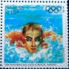 Selo postal do Brasil de 1975 Natação