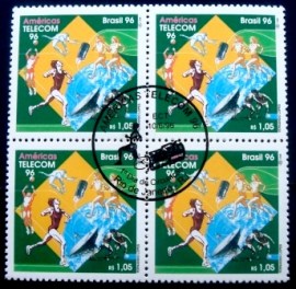 Quadra de selos postais do Brasil de 1975 Telecom