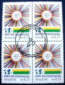 Quadra de selos postais do Brasil de 1996 Educação