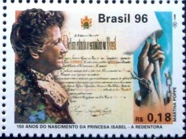 Selo postal do Brasil de 1996 Princesa Isabel