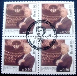 Quadra de selos postais do Brasil de 1996 Carlos Gomes