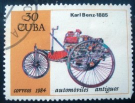 Selo postal de Cuba de 1984 Benz 1885