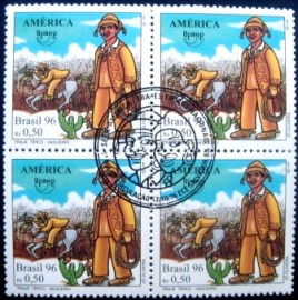 Quadra de selos postais do Brasil de 1996 Vaqueiro
