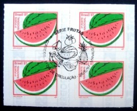 Quadra de selos postais do Brasil de 1997 Melancia