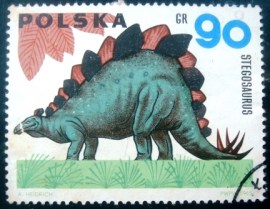Selo postal da Polônia de 1965 Stegosaurus