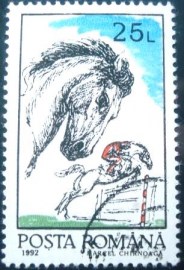 Selo postal da Romênia de 1992 Horse