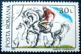 Selo postal da Romênia de 1992 Horse