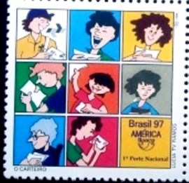 Selo postal do Brasil de 1997 O Carteiro
