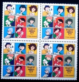 Quadra de selos postais do Brasil de 1997 O Carteiro
