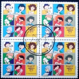 Quadra de selos postais do Brasil de 1997 O Carteiro
